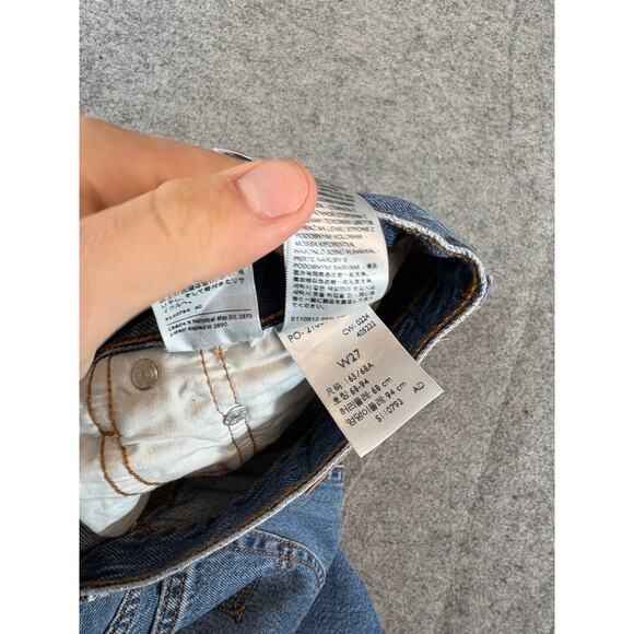 Levis Denim Jean Side Slit Midi Skirt Womens 29 Blue 5 Pockets Faded Button Fly - Picture 6 of 9